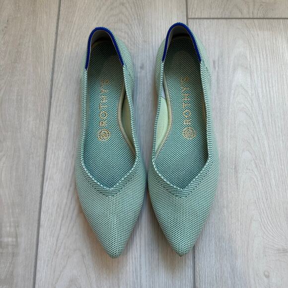 Rothy's The Point mint green pointed recycled fabric flats W8 - Picture 1 of 3